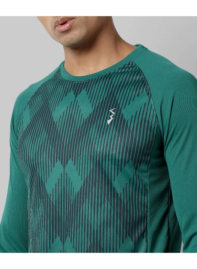 كامبوس سوترا تي شيرت Activewear بقصة عادية ومطبوع باللون الأخضر للرجال