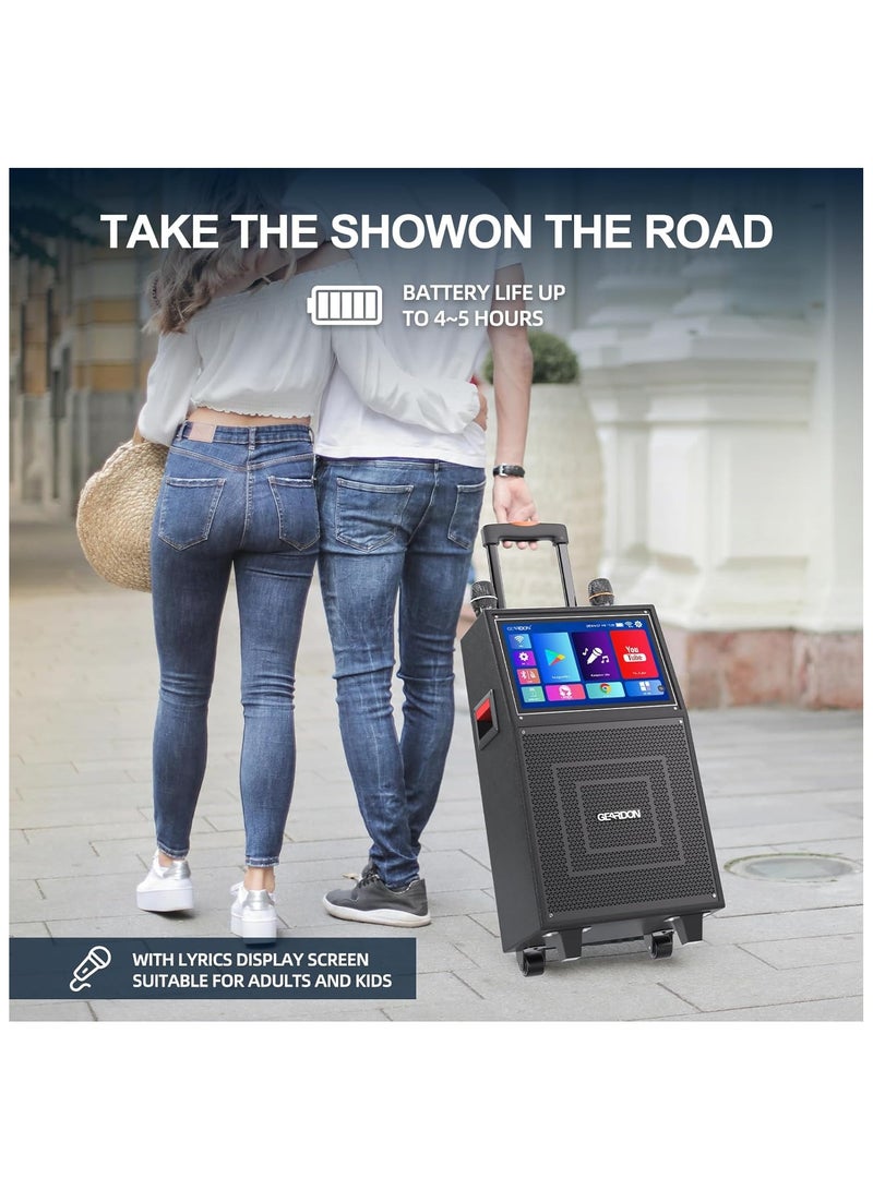 GEARDON Karaoke Machine with Lyrics Display Screen for Adults, Built-in 15 Inches Tablet, Bluetooth Speaker with 2 Wireless Mics, 1000W Peak Power, DJ Lights, Portable Karaoke System for Any Occasion - Image 5
