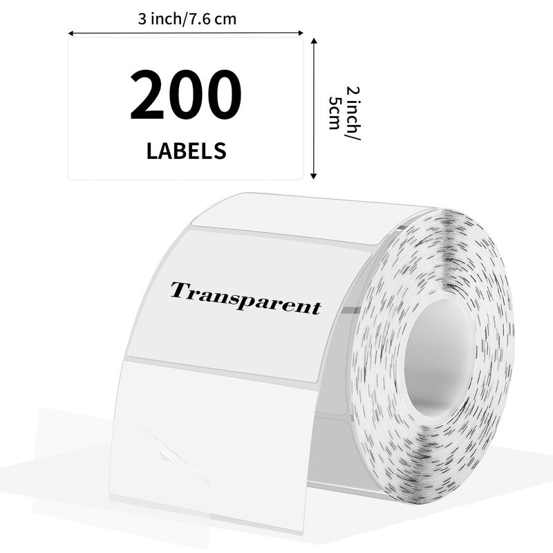 STARLIBOO 3x2 Inch Transparent Thermal Labels Stickers, Self-Adhesive Clear Waterproof Direct Thermal Label Stickers for Packaging, Shipping, Barcode, Address - Image 2