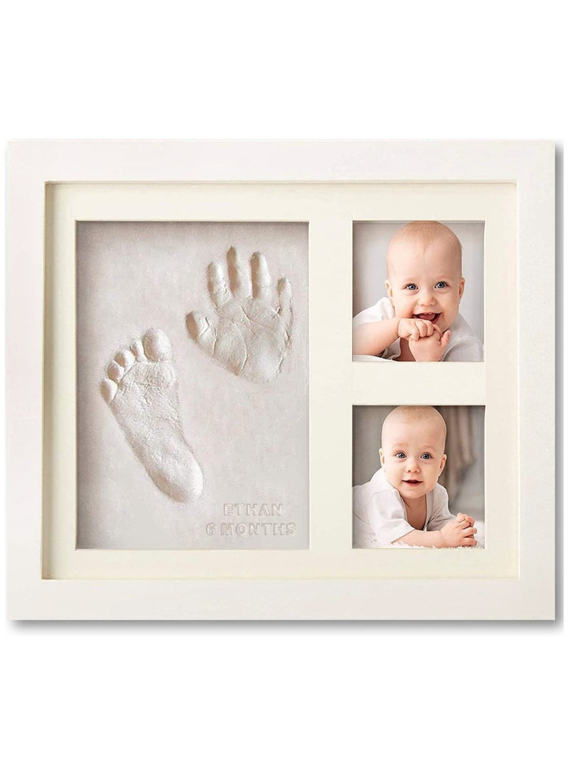 Baby Handprint Frame,Baby Picture Frame with clay， 3 Window No-Fold Square Photo Frame，Keepsake Baby Hand And Foot Print Casting Mold With Photo Frame Memory Kit，Gifts for New Parents - Image 1