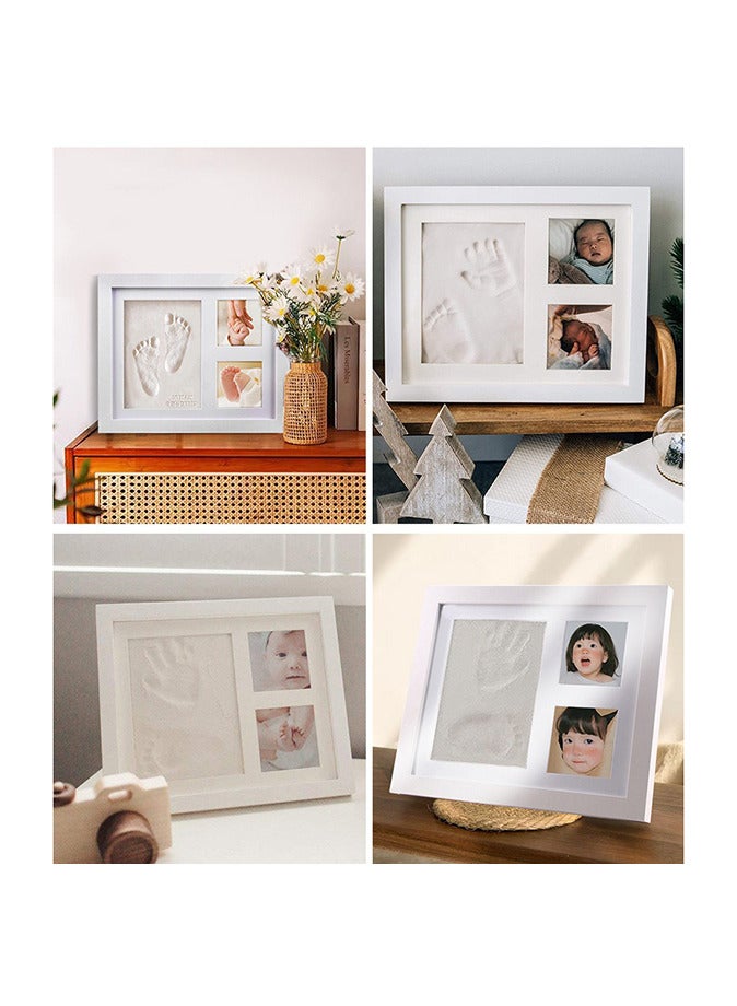 Baby Handprint Frame,Baby Picture Frame with clay， 3 Window No-Fold Square Photo Frame，Keepsake Baby Hand And Foot Print Casting Mold With Photo Frame Memory Kit，Gifts for New Parents - Image 4