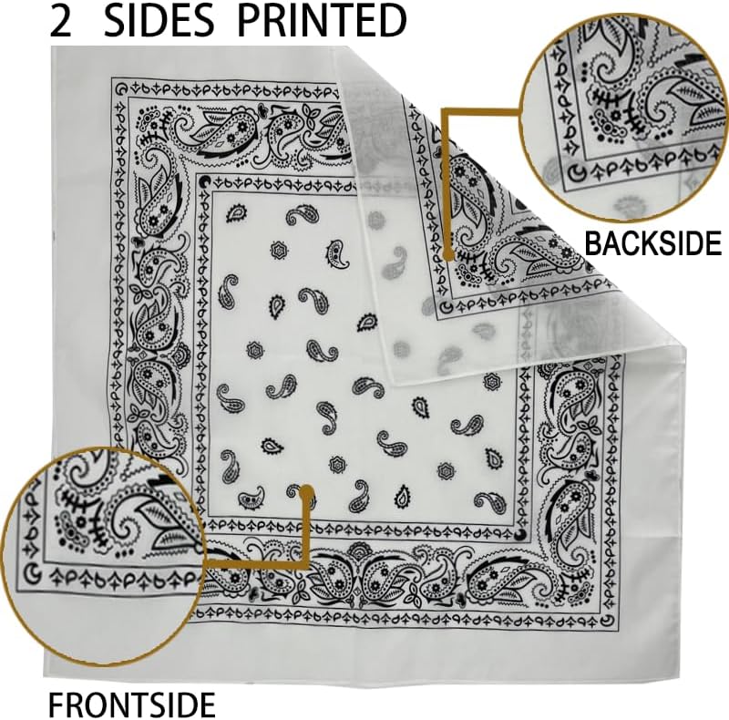 HankieWorld Store Bandanas 3 pack 6 pack 12 pack 22 inch Cotton Paisley Kerchiefs for Men and Women - Image 2