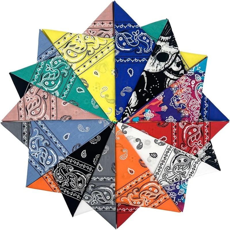 HankieWorld Store Bandanas 3 pack 6 pack 12 pack 22 inch Cotton Paisley Kerchiefs for Men and Women - Image 1