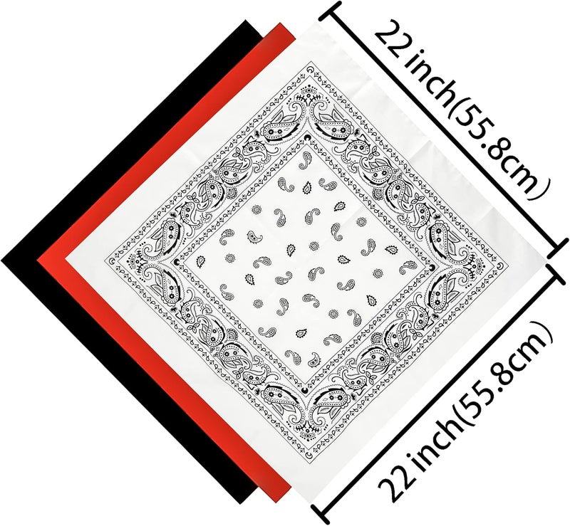 HankieWorld Store Bandanas 3 pack 6 pack 12 pack 22 inch Cotton Paisley Kerchiefs for Men and Women - Image 3