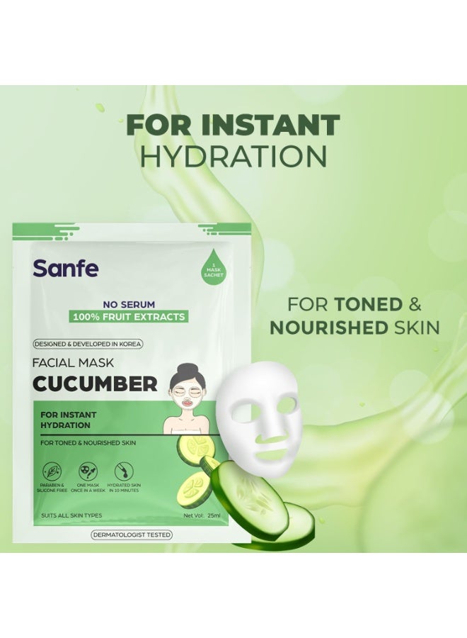 Sanfe Instant Hydration Cucumber Facial Mask 1pc, 25gm (Cucumber) - Image 2