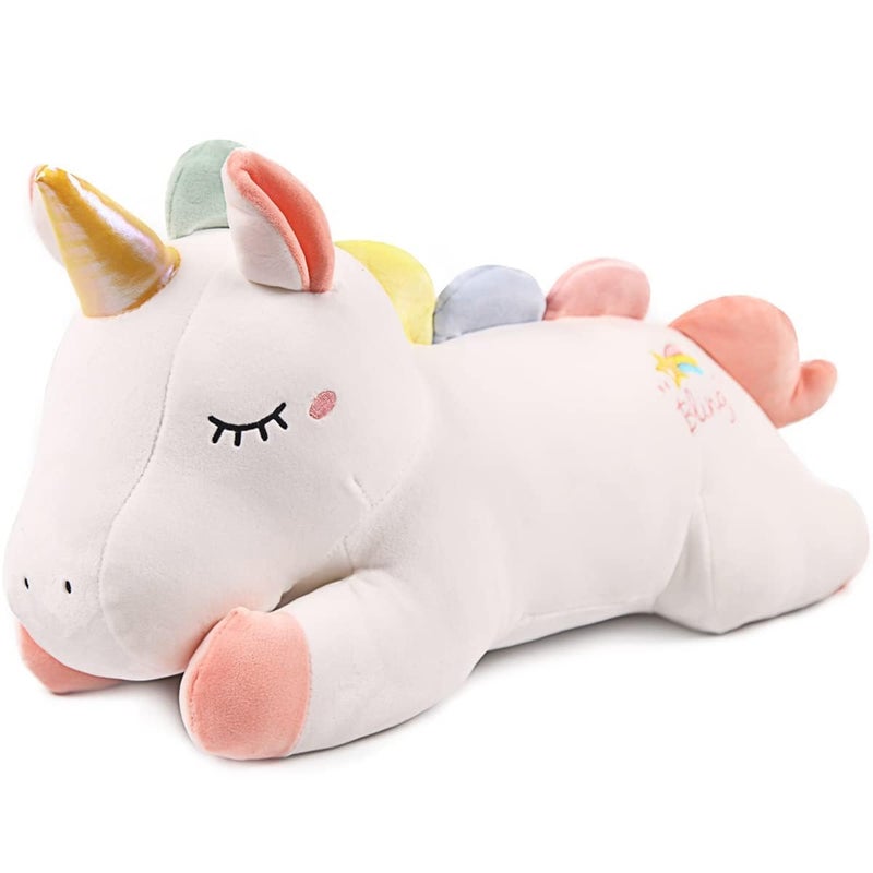 ARELUX 24in Cute White Giant Stuffed Unicorn Plush Soft Animal Hugging Pillow Big Body Plushie Large Unicorn Room Decor - Image 2