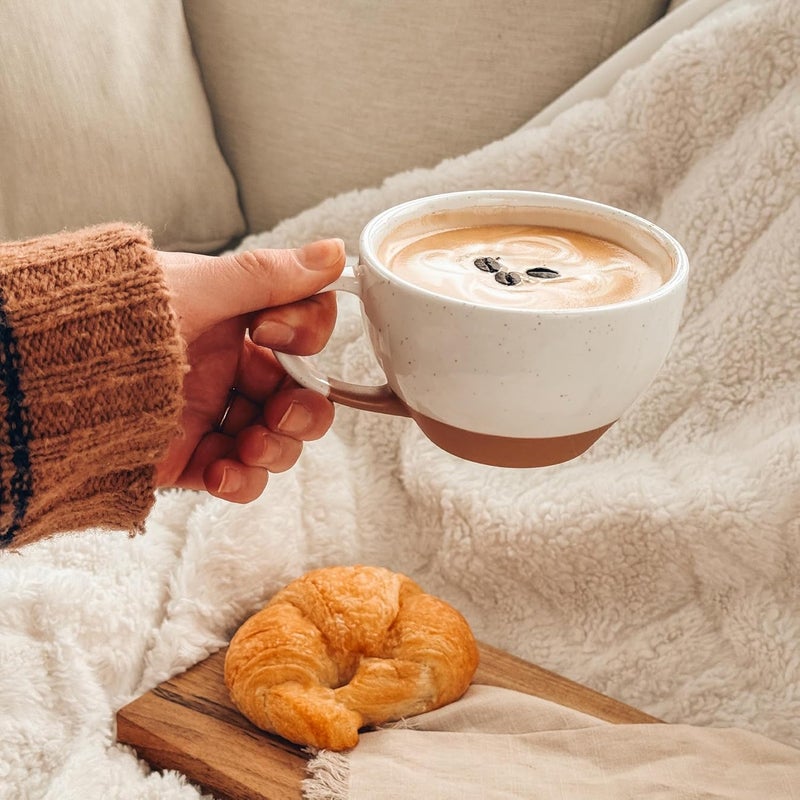 Mora Ceramic Latte Art Mug With Saucer  105 oz Round Bottom For Perfect Pours  Cafe Cups for Cappuccino Espresso Coffee Tea etc  Porcelain Set for Baristas Great Gift  Vanilla White - Image 5