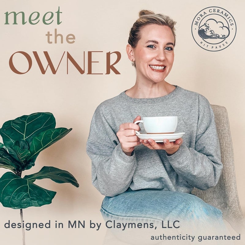 Mora Ceramic Latte Art Mug With Saucer  105 oz Round Bottom For Perfect Pours  Cafe Cups for Cappuccino Espresso Coffee Tea etc  Porcelain Set for Baristas Great Gift  Vanilla White - Image 3