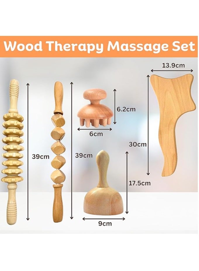 Generic 5-in-1 Wood Therapy Massage Tools for Body Contouring and Shaping - Pain Relief Wooden Body Sculpting Tools - Wooden Therapy Massage Tools for Muscles- Anti Cellulite Massage for Enhancing Circulation - Image 2