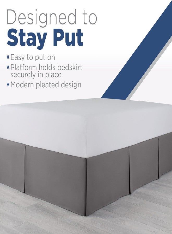 Martex King Size Inverted Pleat Bedskirt - 15” Drop - Pleated Bed Skirt - Hotel Luxury Style - Easy Care - Microfiber Bed Skirt | Gray - Image 5