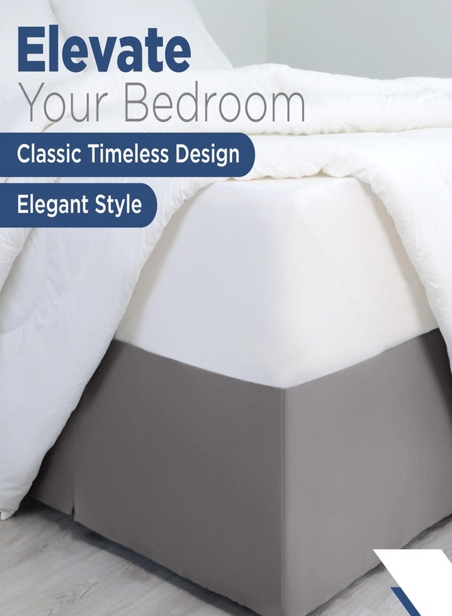 Martex King Size Inverted Pleat Bedskirt - 15” Drop - Pleated Bed Skirt - Hotel Luxury Style - Easy Care - Microfiber Bed Skirt | Gray - Image 2