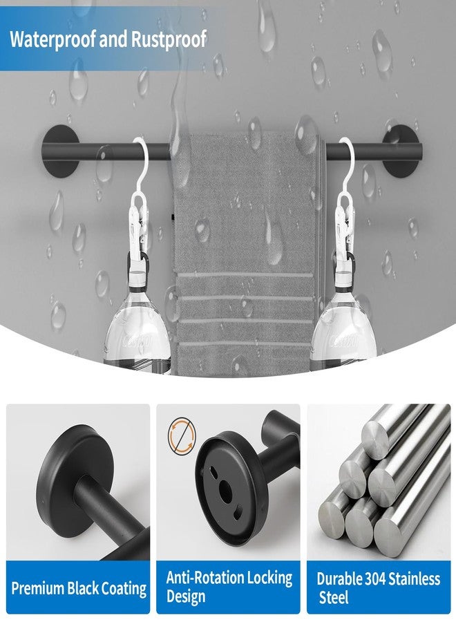 SOLVEX Matte Black Bathroom Hardware Set, 5 Pieces Bathroom Accessories Set,Stainless Steel 16 Inch Bath Towel Bar Set Wall Mounted,Robe Towel Hooks, Toilet Paper Holder,Towel Racks for Bathroom SP-60008-N - Image 2