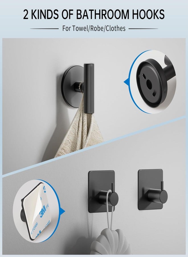 SOLVEX Matte Black Bathroom Hardware Set, 5 Pieces Bathroom Accessories Set,Stainless Steel 16 Inch Bath Towel Bar Set Wall Mounted,Robe Towel Hooks, Toilet Paper Holder,Towel Racks for Bathroom SP-60008-N - Image 5