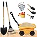 POMIKU Todders Wheelbarrow Gardening Set Kids Rake and Shovel Set for Dirt Digging Garden Tools Equipment for Yard Outdoor Sandbox Summer Toys Gifts for Ages 25 Years - Image 3