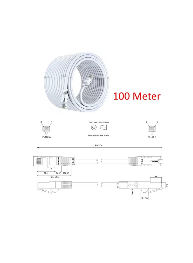 Lecxo 3G+ Cat6e UTP Patch Cable 23AWG Grey 100 Meter, UKAS URS ETL Certified UTP Enhanced Ethernet LAN Cable - Image 2
