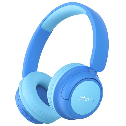 iClever BTH22 Kids Bluetooth Headphones, 60H Play Time, USB C Fast Charging, Bluetooth 5.4, AUX Cord,Safe Volume 74/85 dBA,Toddler Headphones for iPad/Tablet/Travel/School, Blue - Image 1