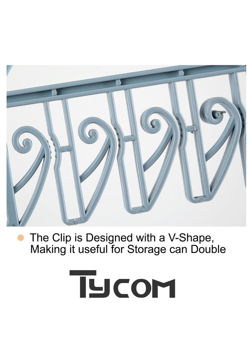 TYCOM Plastic Laundry Dryer Hanger Clips, Perfect for Socks, Underwear, Modern Nappies, Baby and Small Clothes, Durable Sturdy Grip Slip Resistant Drying Clothesline Pegs - Gray - Image 4