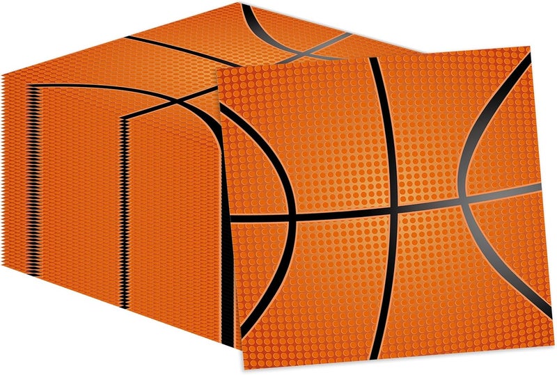 KFJBPB 50 Pcs Basketball Napkins 13 x 13 Inches, Basketball Paper Napkins Sports Theme Disposable Cocktail Napkins for Birthday Baby Shower Basketball Party Decorations (Basketball) - Image 1
