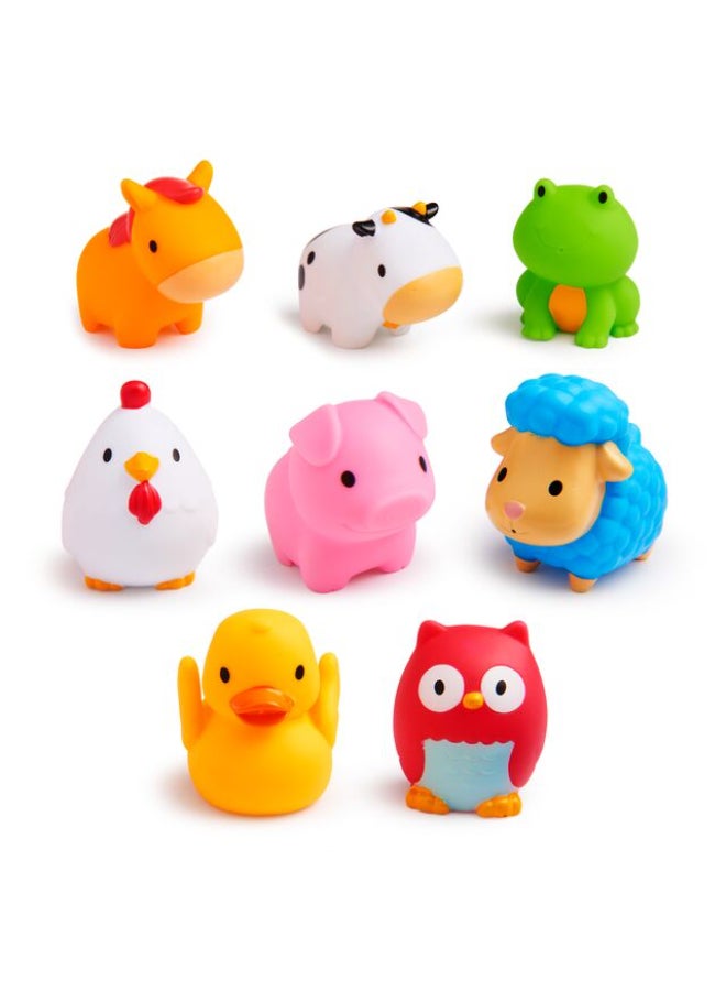 مونشكين Munchkin Farm Squirters 8 Pack Baby Bath Toys with Floating Animal Water Squirters for Sensory Play - Image 1