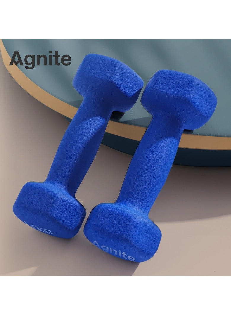 Agnite ER082 Neoprene Dumbbell  1.5Kg 1 piece , Solid Cast Iron Hand Weights With Non-Slip Grip, Hexagonal Design For Home Workouts, Strength Training & Fitness, Blue Color. - Image 2