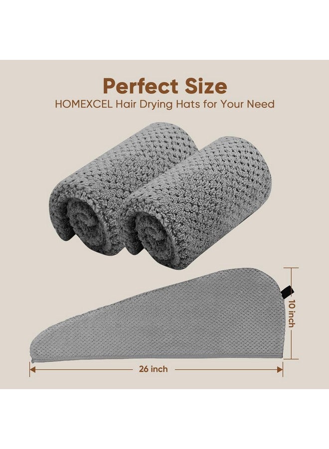 HOMEXCEL HOMEXCEL Microfiber Hair Towel Wrap, 2 Pack Hair Turbans for Wet Hair, Super Absorbent Dry Hair Towel Wrap for Curly Hair, Anti Frizz Microfiber Towel for Women, 26 x 10 inch, Grey - Image 5