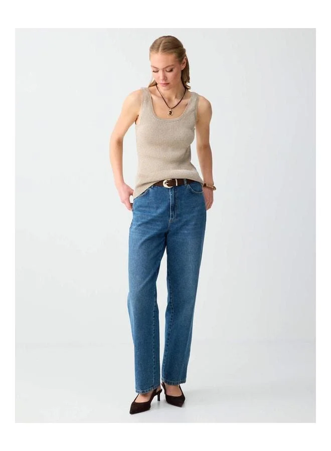 Jimmy Key Beige Mélange Slim Fit V-Neck Knit Tank Top.