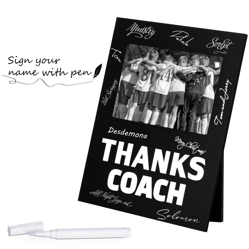 Chunful Chunful Coach Gifts 8 Pieces Thanks Coach Frame Wood Photo Picture Frame with Pen for Soccer Football Basketball Volleyball Birthday Graduation Present Home Office Sports Decorations (Elegant Style)  - Image 2