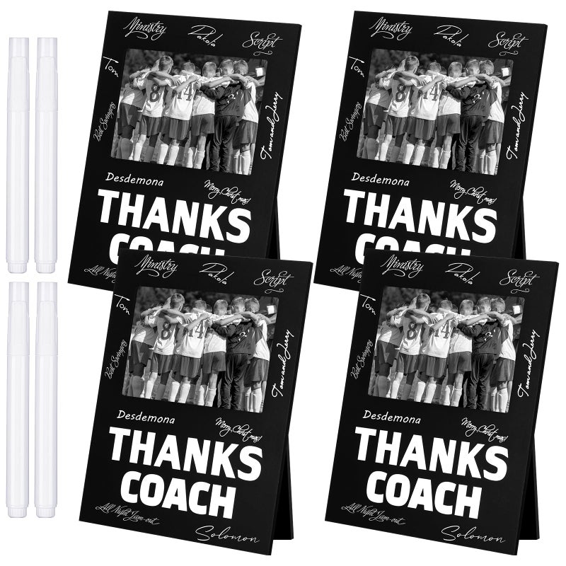 Chunful Chunful Coach Gifts 8 Pieces Thanks Coach Frame Wood Photo Picture Frame with Pen for Soccer Football Basketball Volleyball Birthday Graduation Present Home Office Sports Decorations (Elegant Style)  - Image 1