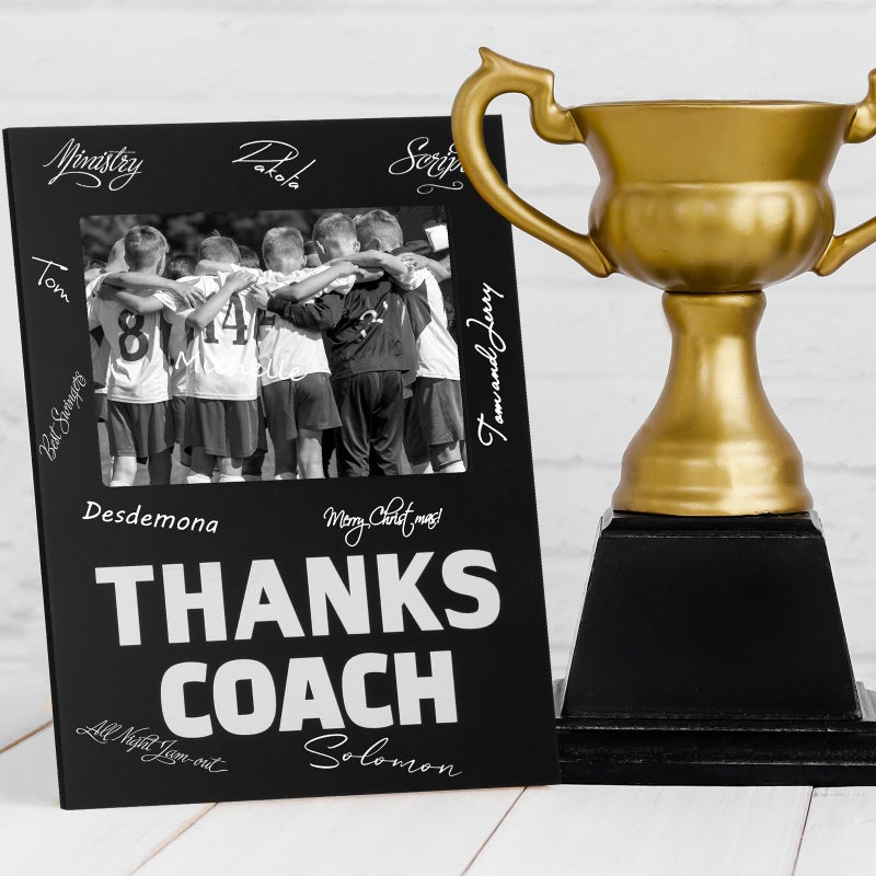 Chunful Chunful Coach Gifts 8 Pieces Thanks Coach Frame Wood Photo Picture Frame with Pen for Soccer Football Basketball Volleyball Birthday Graduation Present Home Office Sports Decorations (Elegant Style)  - Image 5