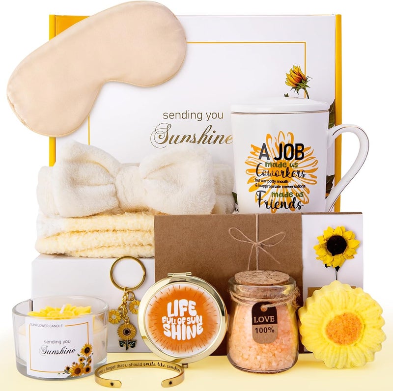ALBISS Thank You Gifts for Women, 12pcs Appreciation Gifts Set for Coworker - Sunflower Sending Sunshine Gift- Unique Office Gift Basket for Birthday Christmas Farewell Gift for Best Friends，Colleague，Boss - Image 1