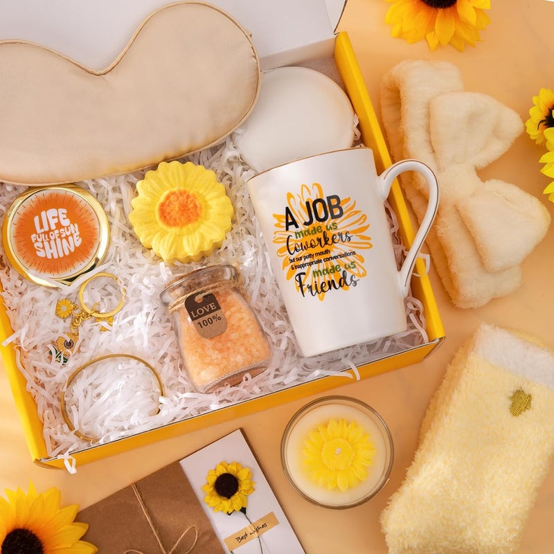ALBISS Thank You Gifts for Women, 12pcs Appreciation Gifts Set for Coworker - Sunflower Sending Sunshine Gift- Unique Office Gift Basket for Birthday Christmas Farewell Gift for Best Friends，Colleague，Boss - Image 4