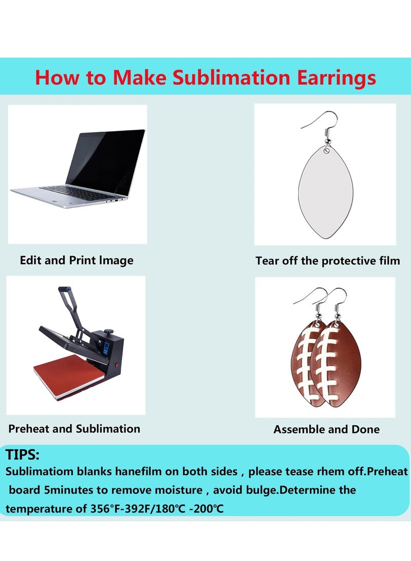 Excefore Sublimation Earring Blanks Bulk, 48 Pcs Double Sided Heat Transfer sublimation earrings sublimation jewelry blanks, for Jewelry DIY Making Supplies - Image 4