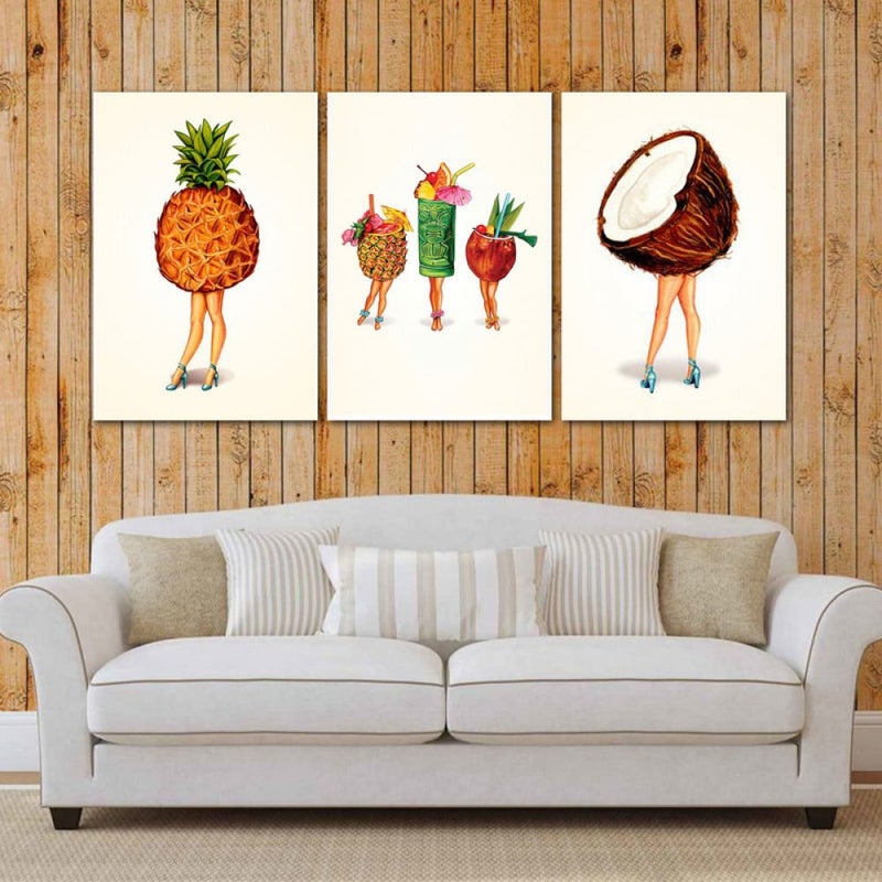 Marktna Three pop art canvas panels with a hollow frame, measuring (90×40), three pieces - Image 1