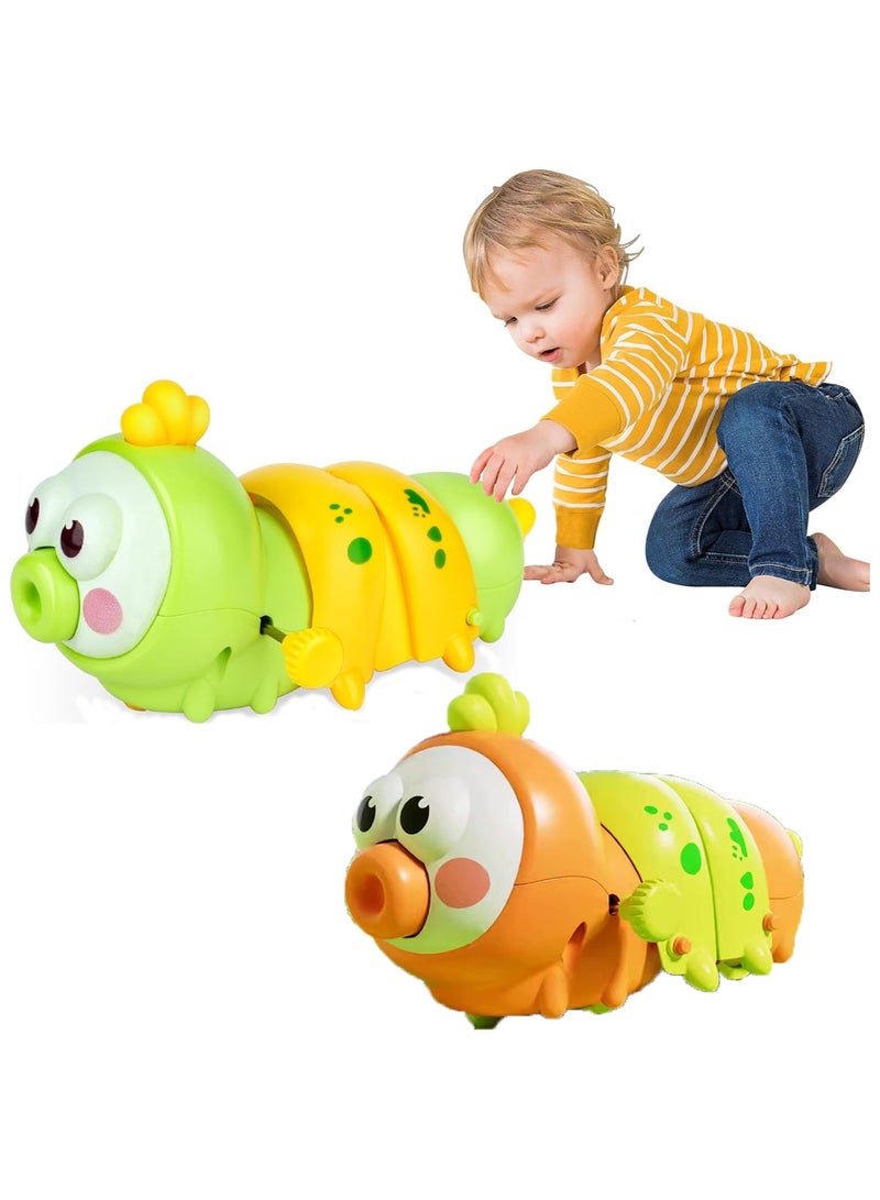 Whimsy Crawling Baby Toy, Tummy Time Toys, 2 Color Wind Up Caterpillar Walking Toy for Baby Kids Boys Girls, Preschool Toddler Activities, Birthday Gift for Kids, Infant Sensory Tummy Time Toys（Green） - Image 2