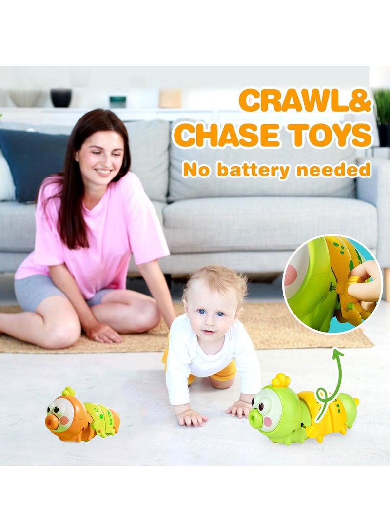 Whimsy Crawling Baby Toy, Tummy Time Toys, 2 Color Wind Up Caterpillar Walking Toy for Baby Kids Boys Girls, Preschool Toddler Activities, Birthday Gift for Kids, Infant Sensory Tummy Time Toys（Green） - Image 5