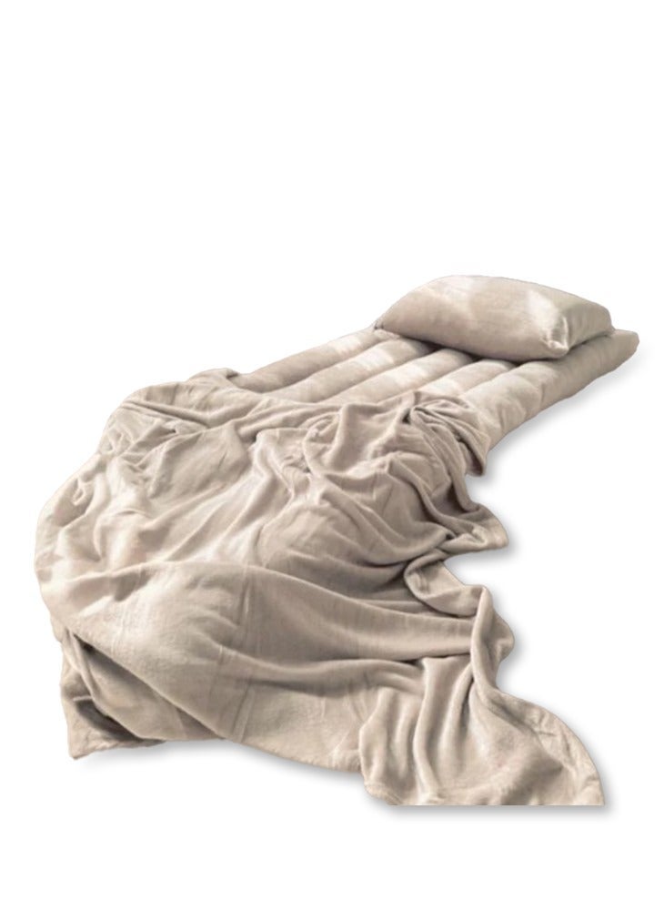 SleepLand Beige guest and trip package, consisting of a mattress, blanket, pillow, and pillowcase - Image 2