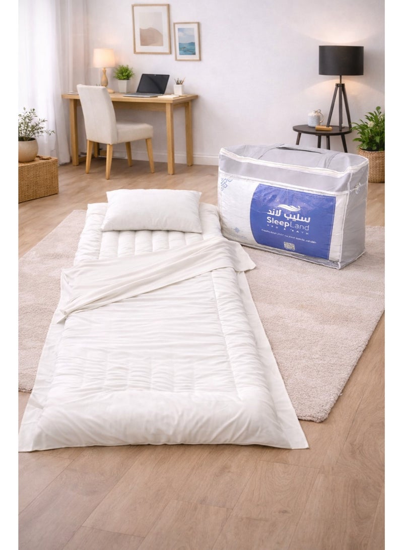 SleepLand Beige guest and trip package, consisting of a mattress, blanket, pillow, and pillowcase - Image 2