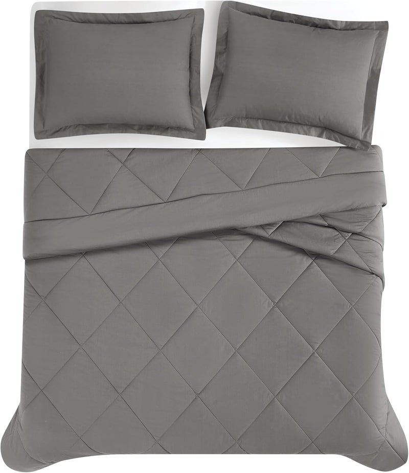 CANNON Solid Percale Grey King 3 Piece Comforter Set - Image 3