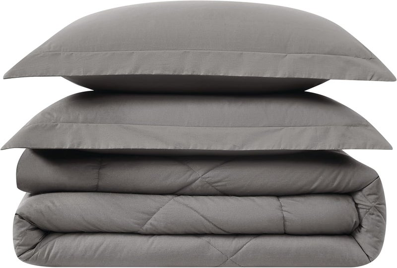 CANNON Solid Percale Grey King 3 Piece Comforter Set - Image 4