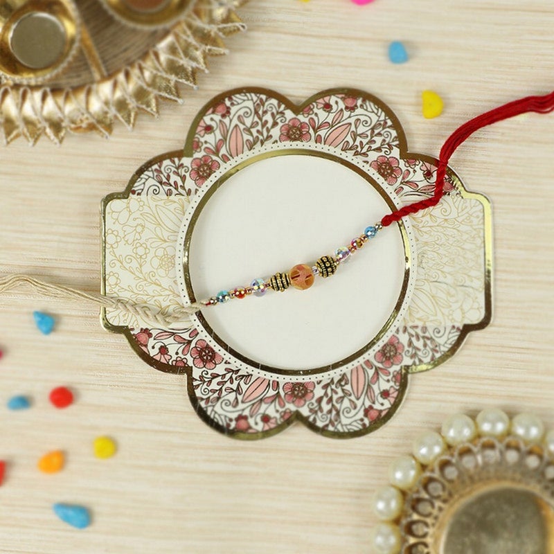 Madhoor Handcrafted Designer Rakhi with Colorful Beads, Premium Thread Rakhi for Brother, Festive Raksha Bandhan Rakhi, 20 cm - Image 2