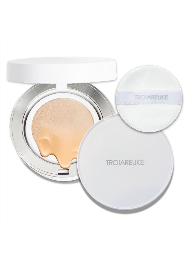 TROIAREUKE A+ Cushion Foundation (Shade 23) I Natural Coverage Foundation Makeup, Moisturizing Finish for Sensitive, Oily, Combination Skin, Skin Care Cushion I Korean Aesthetic Makeup - Image 1