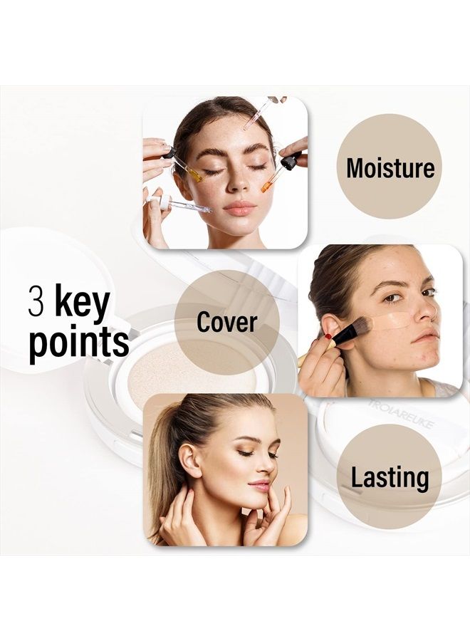 TROIAREUKE A+ Cushion Foundation (Shade 23) I Natural Coverage Foundation Makeup, Moisturizing Finish for Sensitive, Oily, Combination Skin, Skin Care Cushion I Korean Aesthetic Makeup - Image 4