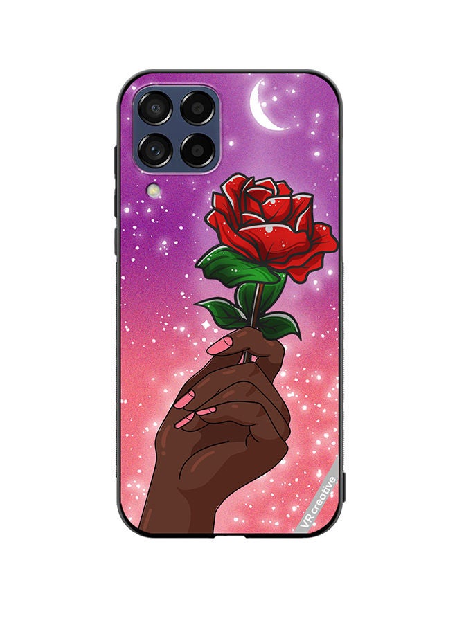 VR CREATIVE Protective Case Cover For Samsung Galaxy M53 Rose Presenter Black Hand Design Multicolour - Image 1