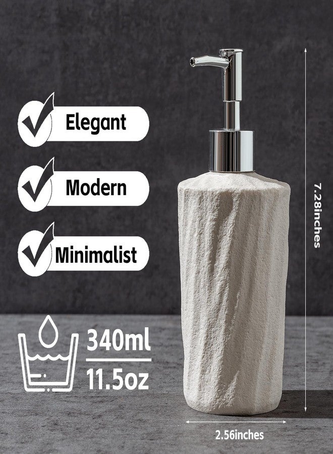 Haocoott Soap Dispensers 340mL 11.5 OZ, 2 PCS Luxurious Hand Dish Lotion Shampoo Soap Dispenser Jar, Natural Stone Look Soap Pump Bottles for Kitchen Bathroom Countertop (White) - Image 2