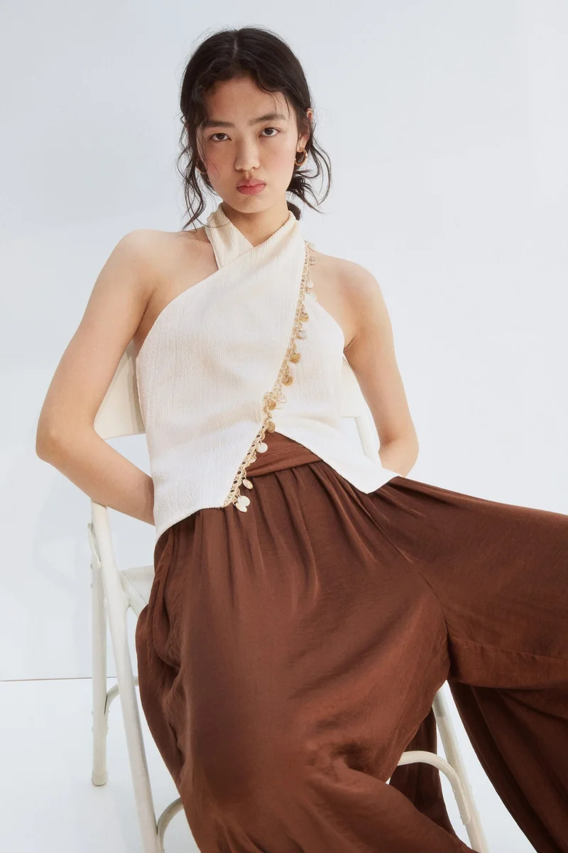 H&M Embellished halterneck top