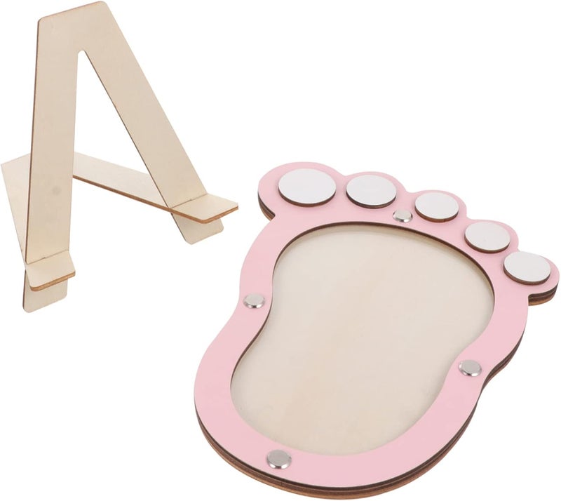 Pink Baby Footprint Frame 20x5 5cm Newborn Memory Keepsake Elegant Nursery Display - Image 1