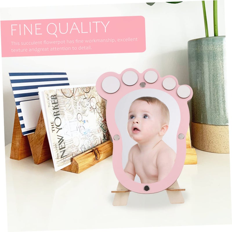 Pink Baby Footprint Frame 20x5 5cm Newborn Memory Keepsake Elegant Nursery Display - Image 3