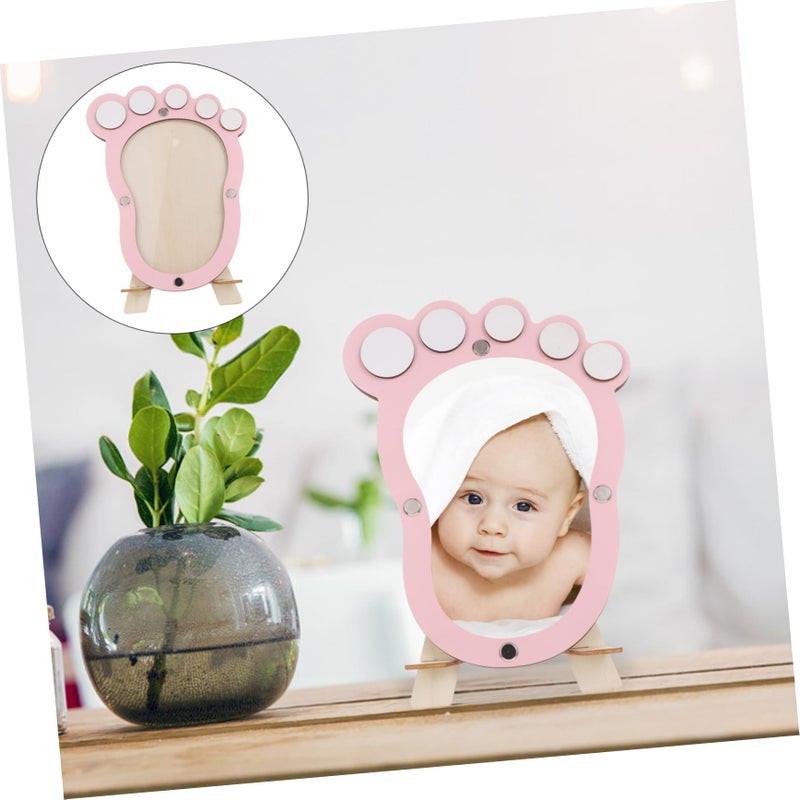 Pink Baby Footprint Frame 20x5 5cm Newborn Memory Keepsake Elegant Nursery Display - Image 5