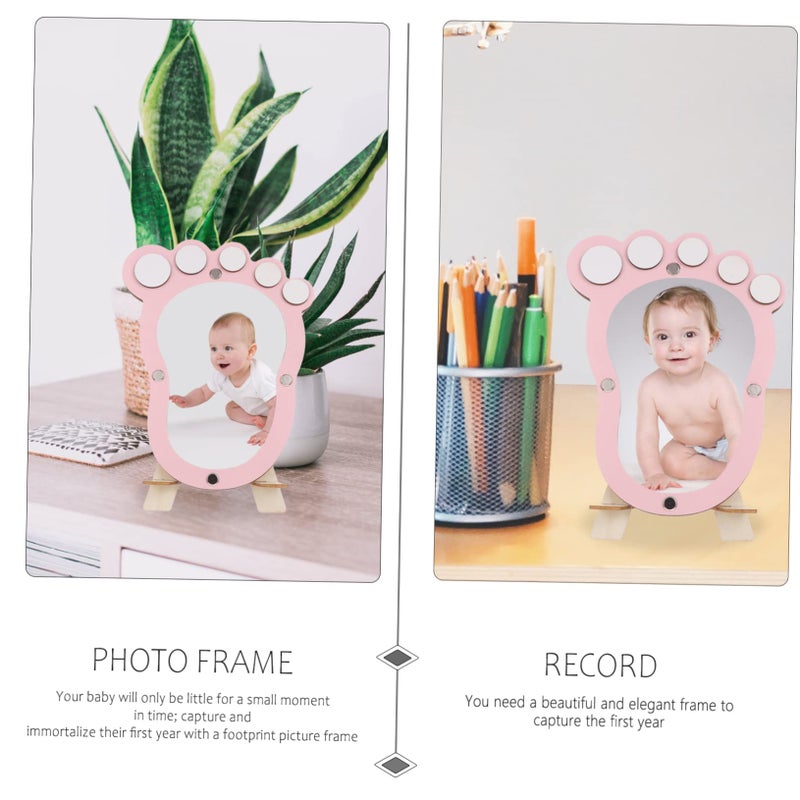 Pink Baby Footprint Frame 20x5 5cm Newborn Memory Keepsake Elegant Nursery Display - Image 4