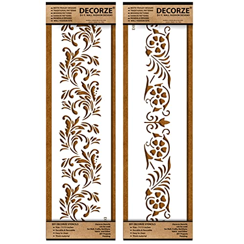 DECORZE Border Stencils for DIY Home Decor | Floral, Pattern & Wall Border Stencils for Painting Furniture & Art Projects DB -61-62 - Image 4